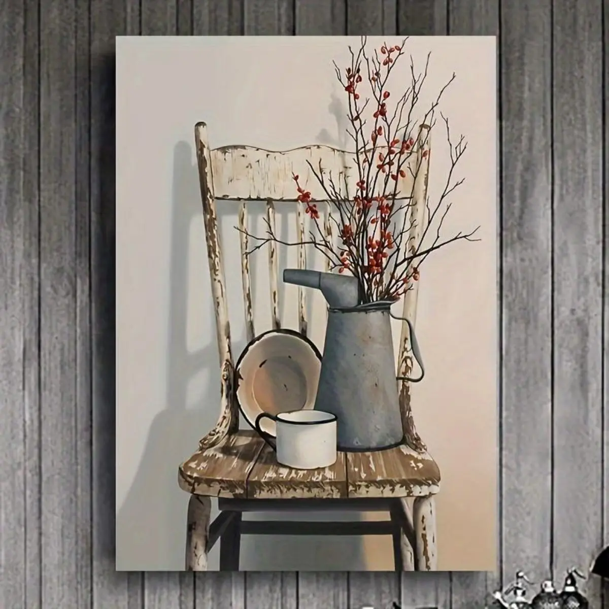 Rustic Farmhouse Canvas Wall Art - Vintage Floral Painting, Unframed Decor for Living Room, Bedroom, Home Office - Canvas - For Home Decor Enthusiasts - Perfect Gift for Housewarming & Birthday Ornaments Decoration Artistic Photo Print Flower