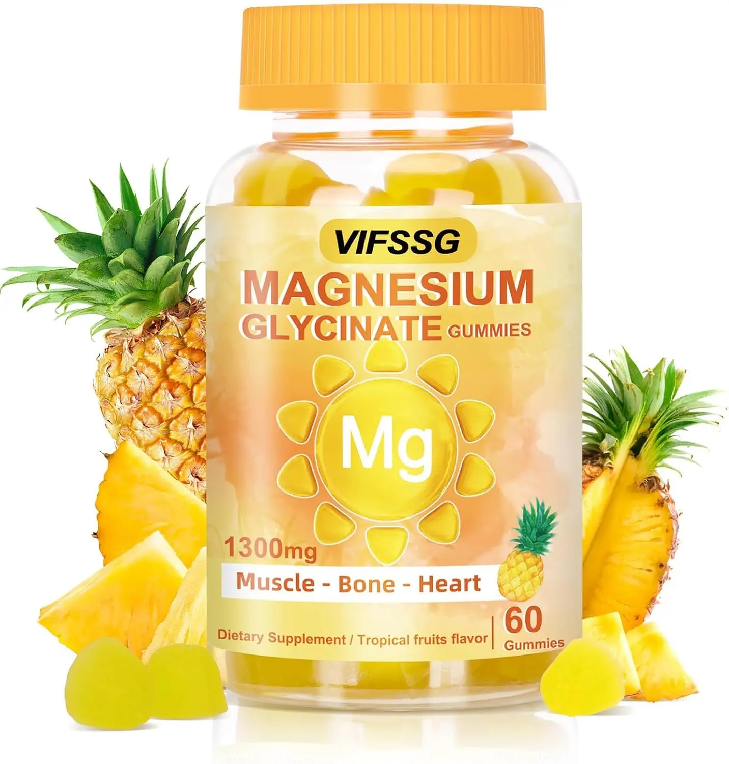 Triple Magnesium Complex Sugar-Free Gummies | High Potency Magnesium Glycinate 500mg, Malate 400mg & Citrate 400mg Blend for Muscle Relaxation, Stress Relief & Sleep Support | Daily Mineral Supplement Chewables for Men & Women | Vegan & Organic | 60 Count