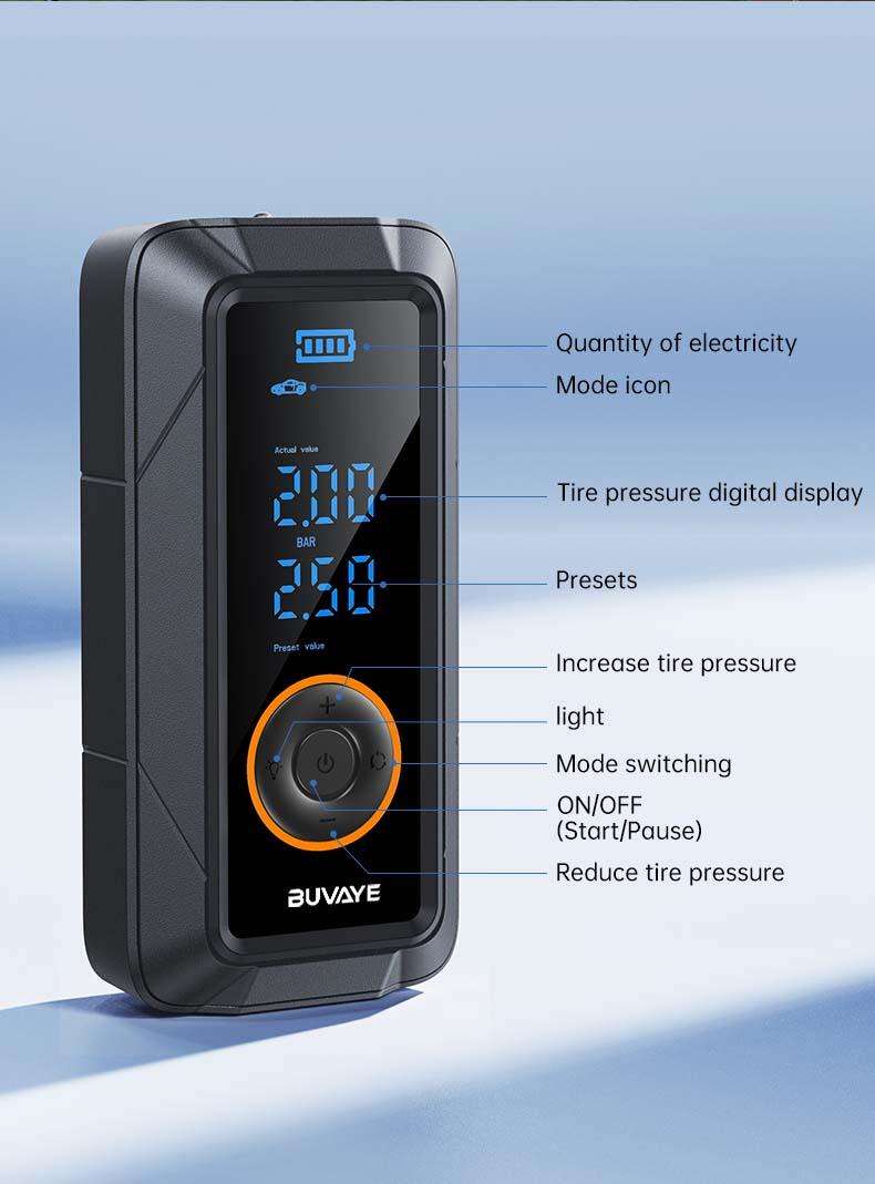 Multi-Functional Car Emergency Jump Starter Power Supply with Built-in Tire Inflation Pump, Portable Emergency Battery Power Bank for Vehicle Rescue