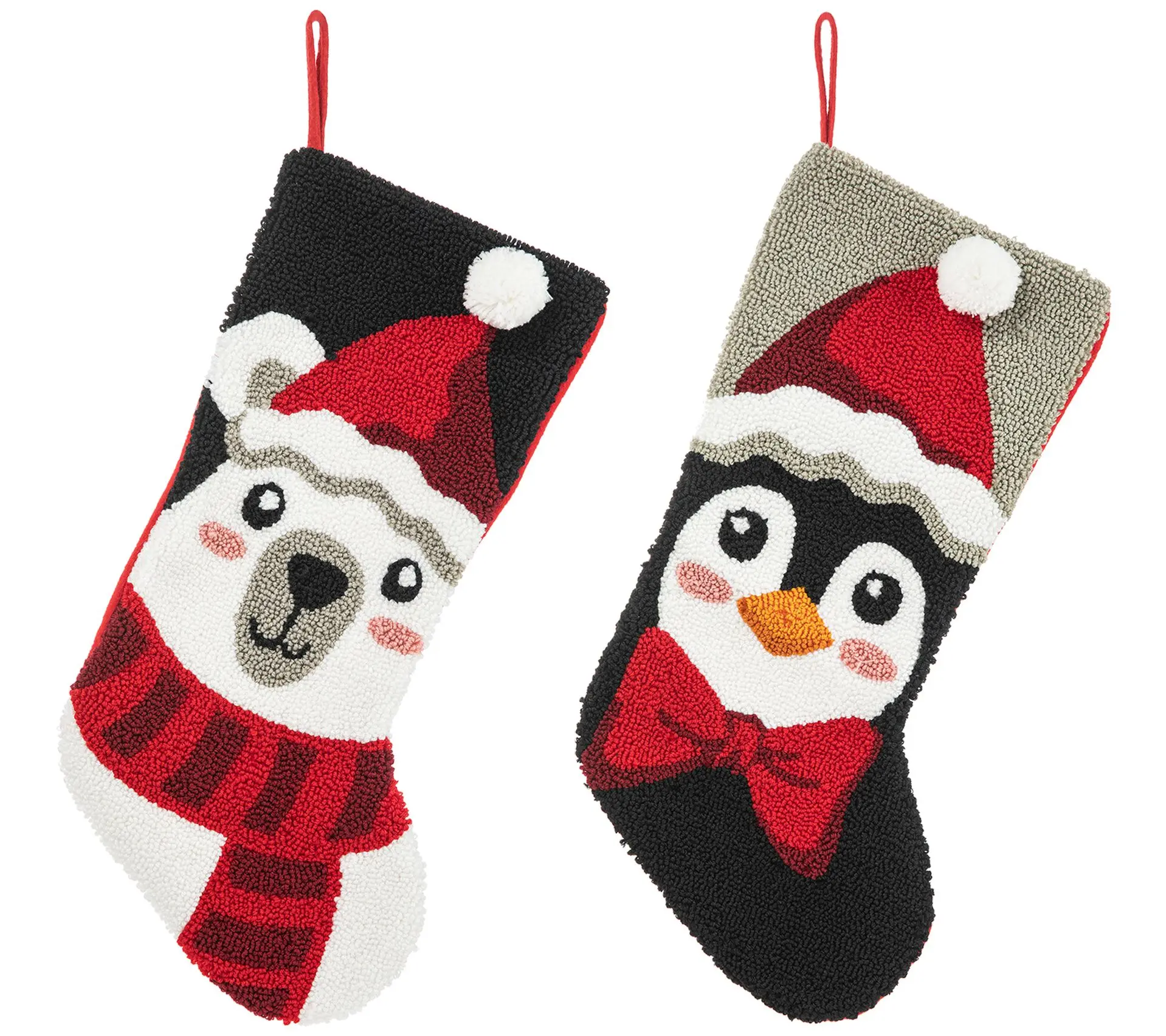 Glitzhome 20.5"L Polar Bear/Penguin Hooked Chri stmas Stocking