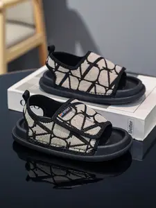 Girls' Summer Casual Open Toe Sandals, Adjustable Velcro Closure, Woven Texture, Comfortible Daily Wear, Perfect for Outdoors