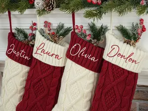 2024 Family Christmas Stockings Personalized Christmas Stocking Red Xmas Stockings Custom Stocking With Name Monogram Stocking Decor