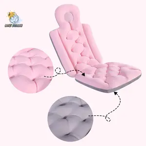 Adult Bath Pillow for Bathtub Full Body Mat Quick Dry Ergonomic Headrest Cushion in Pink & Blue Polyester with EPS Support - Bathroom Upgrade Kit, Light