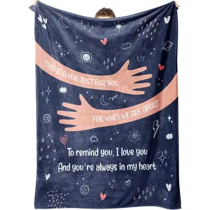 I Love You Gifts for Him Her - Soft Blanket with Love Hug - Long Distance Relationship Gifts, Anniversary Birthday Gifts for Boyfriend Girlfriend Relative Friend, 60"*50"