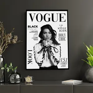 Dua Lipa Vogue Cover Poster, Fashion Magazine Wall Art
