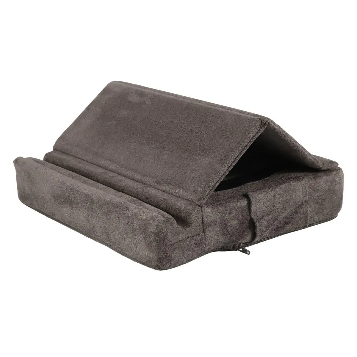 Functional Sponge Tablet Pillow Stand - Foldable, Angle-Adjustable Holder with Storage Soft Pad Dock for Bed/Laptop/Desk (Gray), Folding