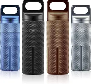 4 Pcs Portable Keychain Pill Holder Pill Organizer Travel Waterproof Match Container Aluminum Airtight Keychain Container Travel Size Storage Supplements Holder for Outdoor Camping