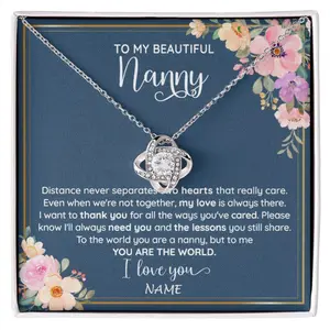 Personalized To My Beautiful Nanny Necklace From Kids You Are The World Nanny Birthday Mothers Day Christmas Jewelry Pendant Gift Box Message Card, Necklace Gift Box Included, Perfect for Birthday Anniversary Valentine Graduation Gift Idea