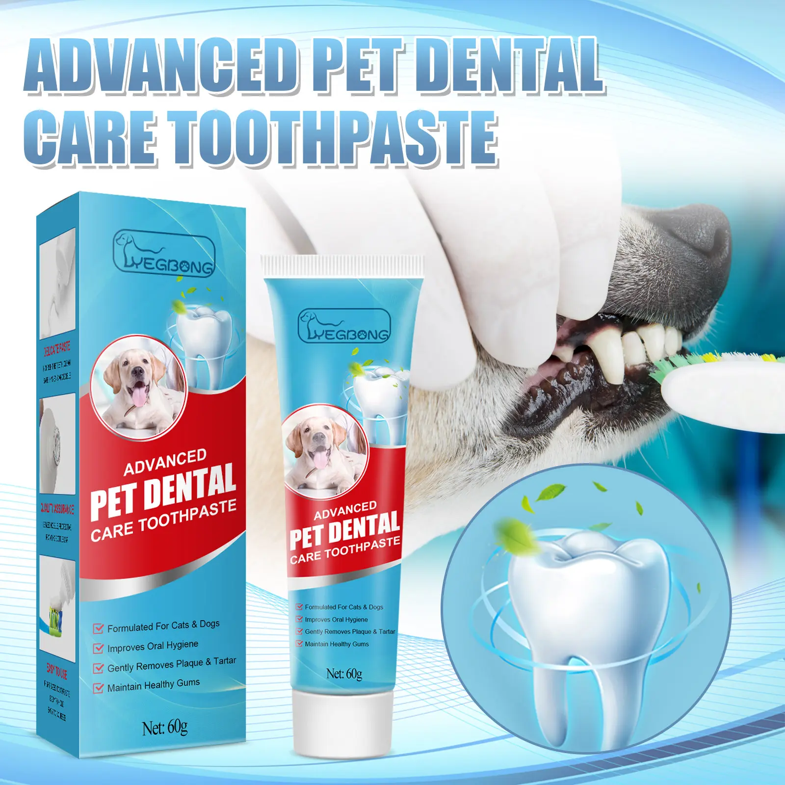Yegbong Pet Toothpaste Fresh Breath Bad Breath Tartar Cleaning Dog Cat Oral Care Edible Toothpaste