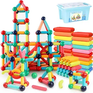 158PCS Toddler Magnetic Blocks Building Toys Creative Magnet Construction Kit Magnetic Construction Set Educational Magnetic Sticks and Balls Learning Stem Preschool Toys Birthday Gift