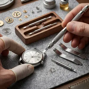 Professional Watch Repair Tool Kit: 5/10-Piece Anti-Slip Spring Bar Remover, Interchangeable Heads DIy Tool, Seiko Band Link Adjuster, Portable Case Opener Kit, High-Strength Steel Bracelet Repair Tool, Essential Watch Maintenance Set