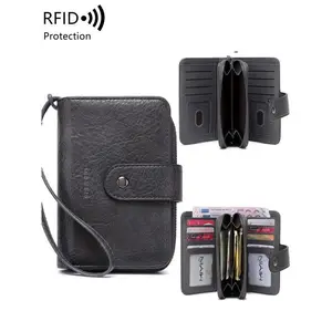 Lucky Star Women's Solid Color RFID Blocking Wallet with Wrist Strap, Fashionable Zipper Short Wallet, Casual Versatile Card Holder for Daily Use