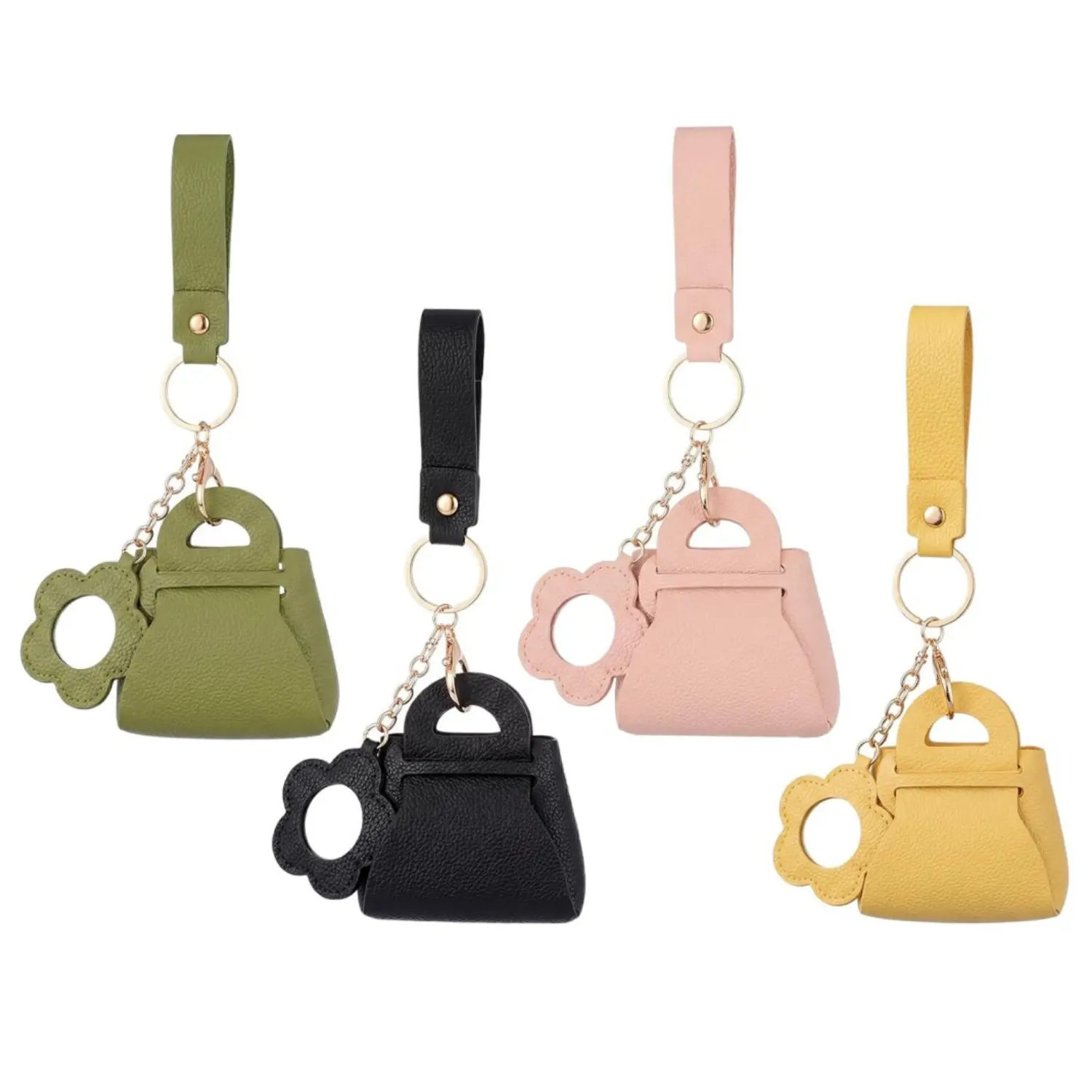4 Pcs Mini Backpack Keychain Coin Purse for Women, Cute Mirror Quilted PU Leather Multi Pocket Organizer, Compact Small Pouch with Gold Keyring Charm for Cards Cables Makeup Storage, Ideal Gift - Home Improvement.