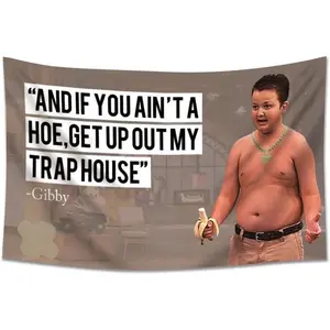 Gibby "Trap House" Meme Tapestry 3x5 FT - Polyester American Meme Funny Wall Hanging for Bedroom & Party Decor, Viral Aesthetic Banner