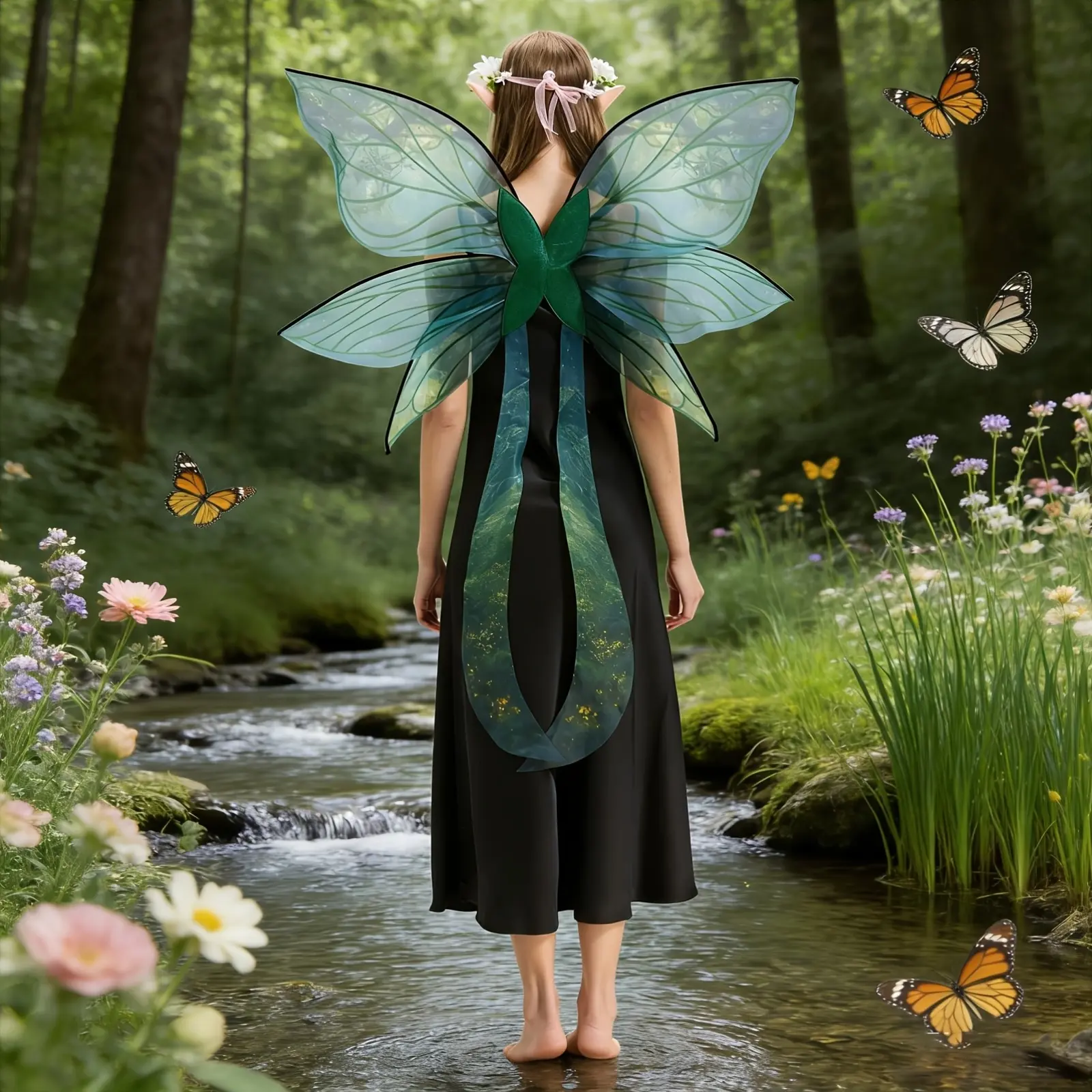 Women's Halloween Elf Wing Overall Slip Costume - Style-Focused Fursuit, Matching Accessories, Spring Glow-Up Mask, Elf-Inspired Fantasy Halloween Costume Sets, Elf-Inspired Costume Sets shop tiktok