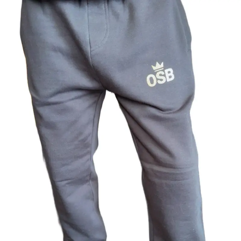 Unisex Black Onesmoothbrotha OSB Sweatpants with Shimmering Gold Logo & Crown Design