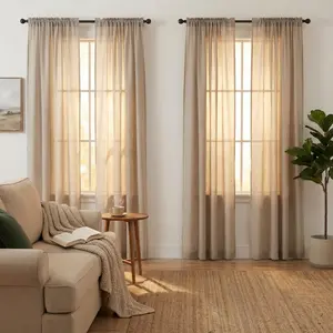 Curtain Club 4 Panels 52x95inch Plain color, plain weave nylon sheer fabric, curtain rod style. Looks simple and elegant, making your room even more cozy.A018