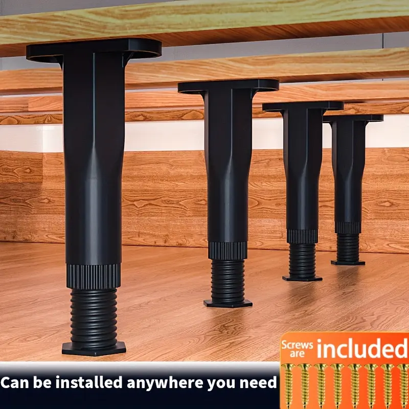 4pcs (or 8pcs Suitable for Beds/sofas/dressers) Heavy-Duty Adjustable Bed Frame Support Legs with Adjustable Height (5.31"-8.66") - Durable Plastic Furniture Feet Pads, Enhanced Grip Base for, for Home Renovation & DIY