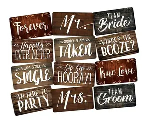 Photo Booth Props Rustic 6 Count Fun Prop Signs Perfect DIY Photo Photo Booth Water Proof Fun Multi Color Double Sided Love, Wedding Photo Booth Props Kit Guests Will Love!