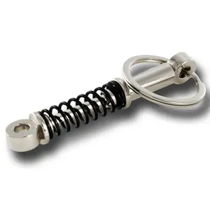 Universal Black Coil Over Spring Silver Shock Style Key Chain Ring FOB Keychain