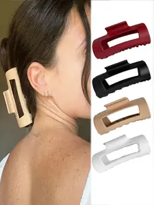 4pcs Cloud Soft Rubber Hair Clips, Ponytail Claw Clip, Flexible & Compressible, Anti-Collision Back Protection, Women's Stylish Simple Design Hair Accessories