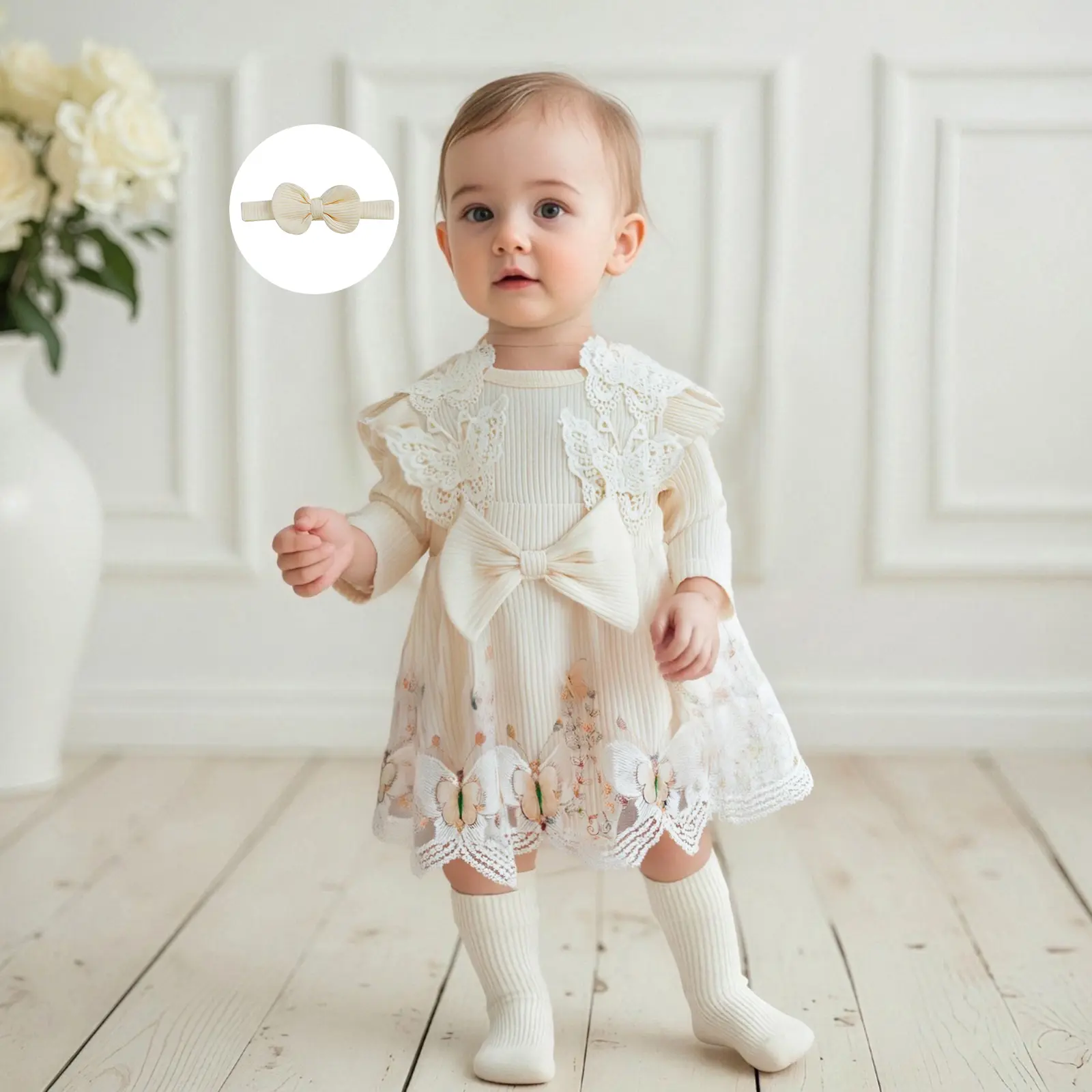Meihuida Baby Girl Romper Dress Lace Flowers Baby Dress Romper Infant Fall Winter Festival Clothes with Bow Headband - TikTok Shop Meihuida Baby Girl Romper Dress Lace Flowers Baby Dress Romper Infant Fall Winter Festival Clothes with Bow Headband - TikTok Shop