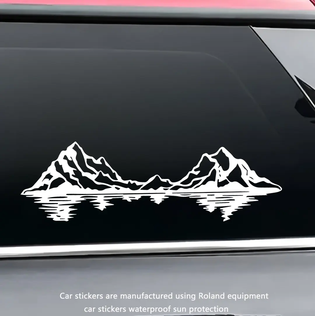 2026 New Reflection Lake View Mountain Camper / RV Side Window Bumper Sticker Decal Sticker Decoration For Car Pickup Truck For Car Décor