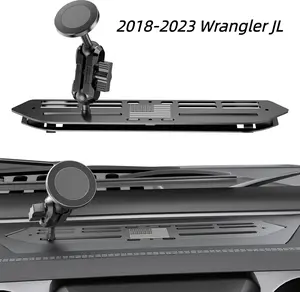 Stainless Steel Phone Mount for 2018-2023 Wrangler JL (NOT 4xe)&2020-2023 Gladiator Magnetic&Clamp Dual Heads All-Metal Shakeproof Original America Flag Design OEM Screws Dash Mount Install