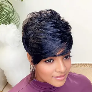 Short Pixie Cut Wigs For Women Human Hair Wigs Short Layered Cut Wigs With Bangs Bob Straight Brazilian Remy Cheaper Natural Wig