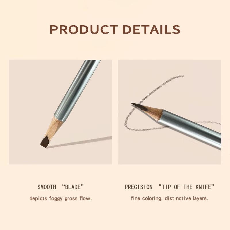 3-Pc Waterproof Knife Edge Eyebrow Pencil, Natural Brows, Knifeedge Brows, Beginner-Friendly Long-Lasting Makeup Brow Pencil, Cosmetic, Brow Enhancer