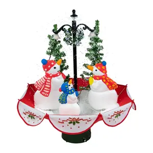 Norhtlight 31" Musical Snowman Family in Umbrella Base Decor