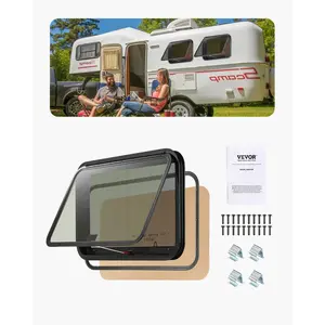 fathersdaygift VEVOR RV Exit Window, 36 Wx 22 H Tinted RV Window with Net Screen and Trim Ring, Fit for 1 1/4 - 1 13/16 Thickness Wall, RV Window Replacement for Teardrop Cargo Trailer Camper, DOT Approved