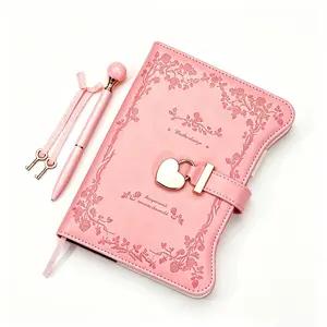 Diary with Lock and Keys for Girls Gift Ideas, 360 Gold Edged Pages Journal for Women, B6 Refillable Notebook for Writing with Pen and Bookmark