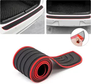 Car Rear Bumper Protector Guard, Anti-Scratch Abrasion Rubber Trunk Door Entry Sill Guard, Non-Slip Vehicle Trim Cover Protection Strip, Car Accessories for Most Cars and SUV (Black/Red/35.4" x2.7)