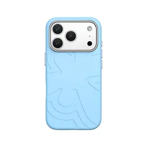 New model suitable for iP17ProMax large-hole phone case with floral wave pattern magnetic suction liquid silicone for IP16/15/14Pro anti-drop protective cover