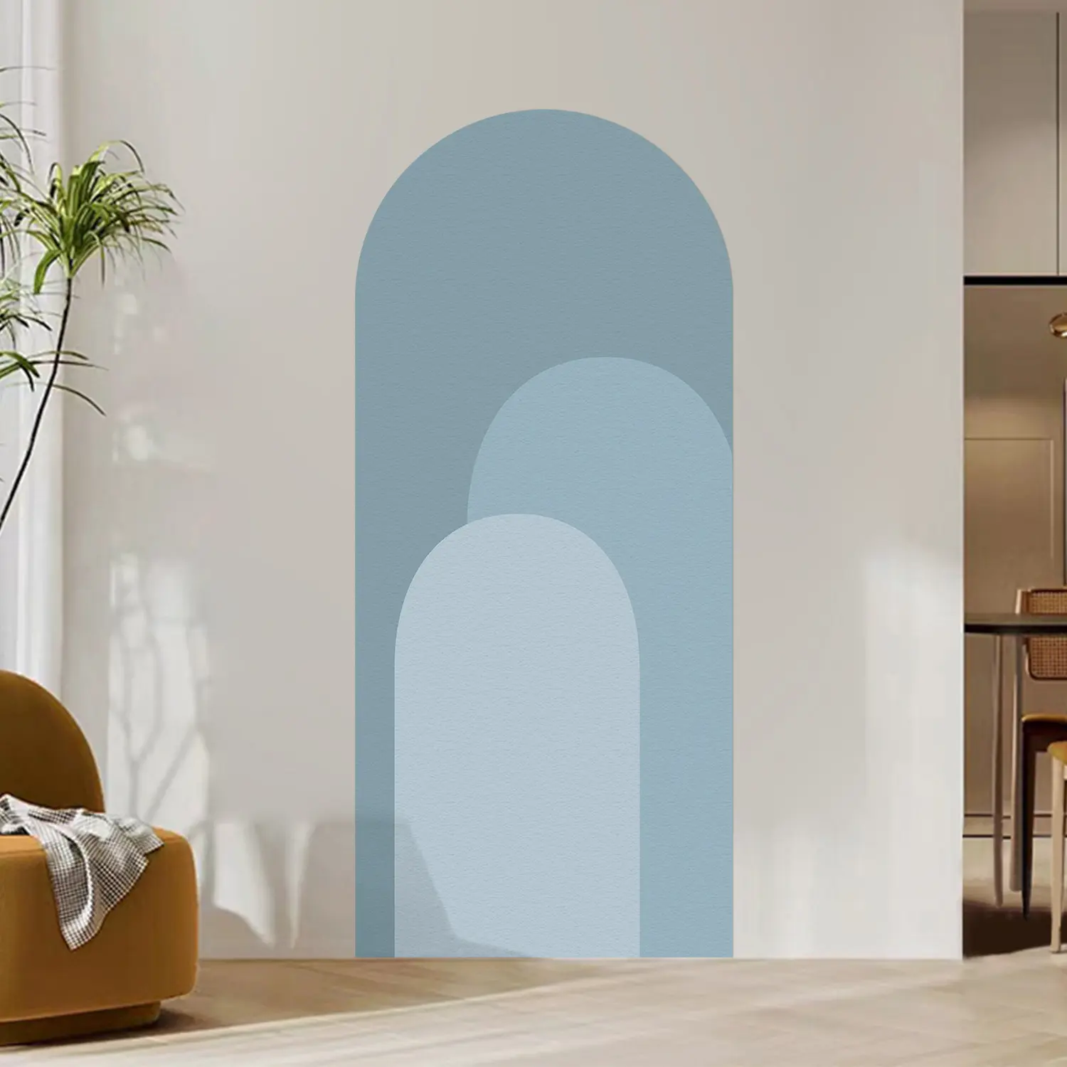 Artistic Geometric Self-Adhesive Arch Wall Stickers, Home Decor Wallpaper Set, Mixed Colors, Perfect for Living Room & Bedroom Walls