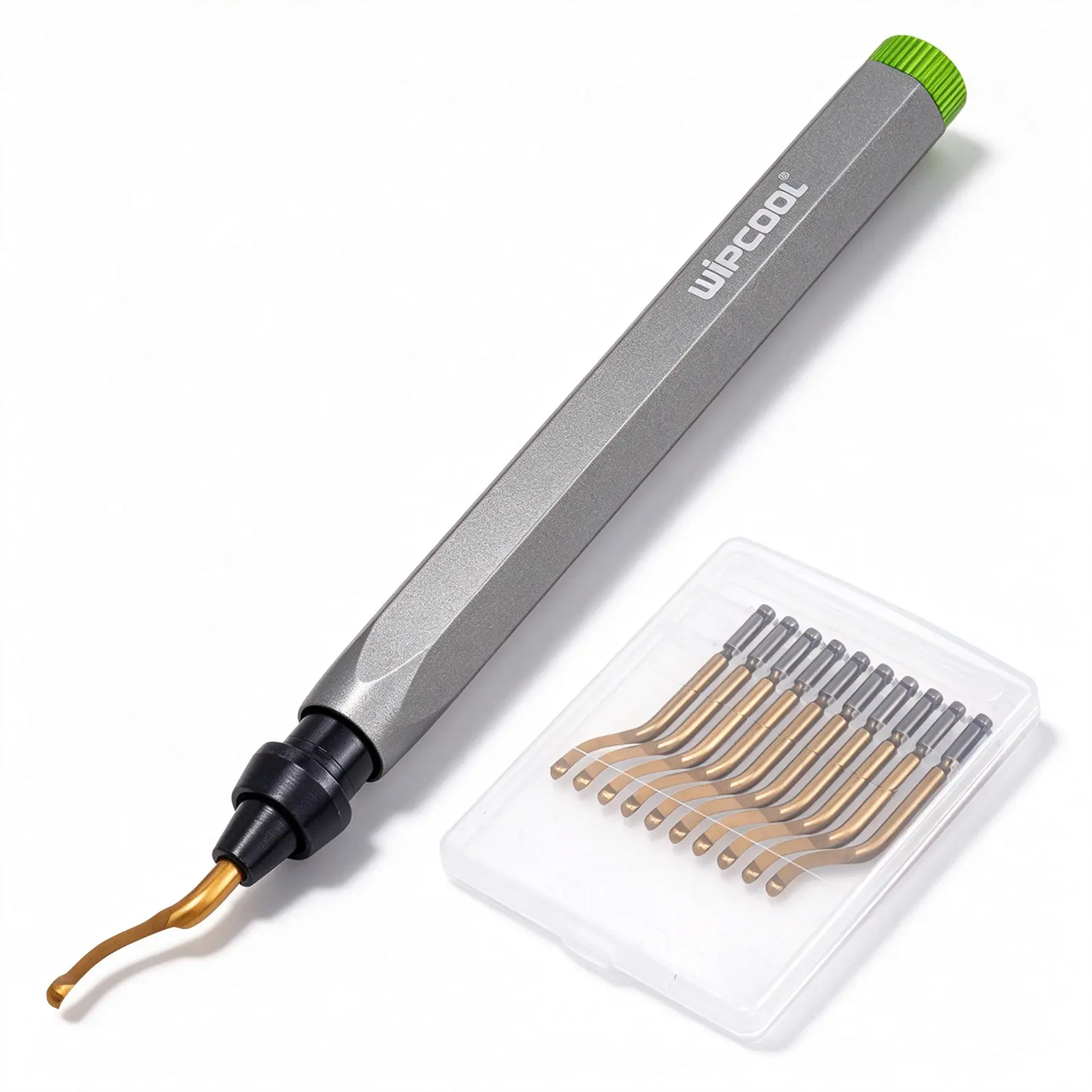 WIPCOOL HD-1K Tube Deburring Tool, Titanium Coated Pipe Reamer with Aluminum Alloy Body, Copper & Plastic Pipe Deburring Tool with 10 Spare Blades for HVAC Plumbing