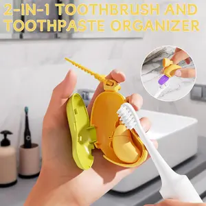Banana Toothbrush Head Cover Set, Travel Toothbrush Protector with Toothpaste Box, Reusable Storage Case for Electric & Manual Brushes, Dustproof Toothbrush Holders