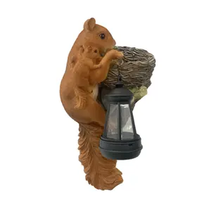 Adorable Squirrel Family Garden Statue with Hanging Lantern - Whimsical Resin Tree Decor, Cute Outdoor Ornament for Patio, Yard & Porch