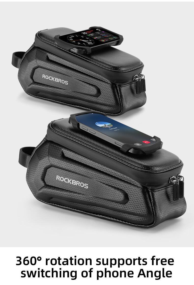 ROCKBROS Bicycle Front Top Tube Bag Touch Screen Bicycle Frame Bag Bicycle Bag 1.5L Large Capacity Adjustable Cycling Bag Bicycle Accessories