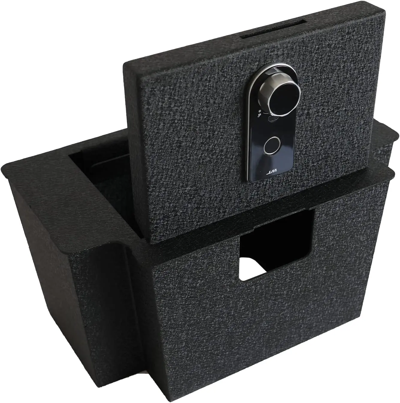 Center Console Safe Safe, WASAI Premium In-vehicle Console  Vault Lock box Compatible with 2023-2024 Chevy Silverado 1500/GMC Sierra 1500, Fingerprint Lock with Backup Key.