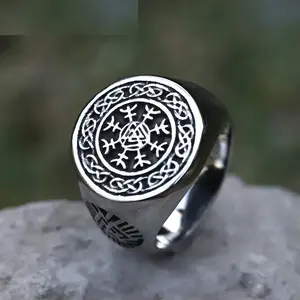 New Men's 316L Stainless Steel Rings Odin Viking Valknut Vintage Ring For Teens Odin Amulet Jewelry Gifts