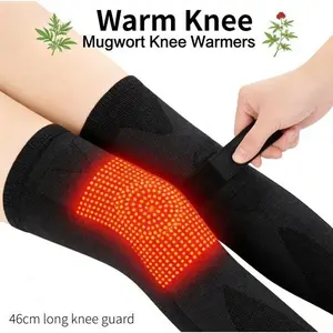 Winter mugwort knee warmers for warmth 46cm long mugwort hot compress knee warmers - knee warmth therapy bandage warm knee Compression Protection