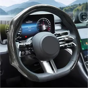 5D Carbon Fiber Steering Wheel Booster Cover Non-Slip Comfortable Anti-Skid Auto Interior Decoration Accessories, Scratch-Resistant, Universal Fit for 14–16 Inch Wheels Fit for Most Cars, SUVs, Trucks