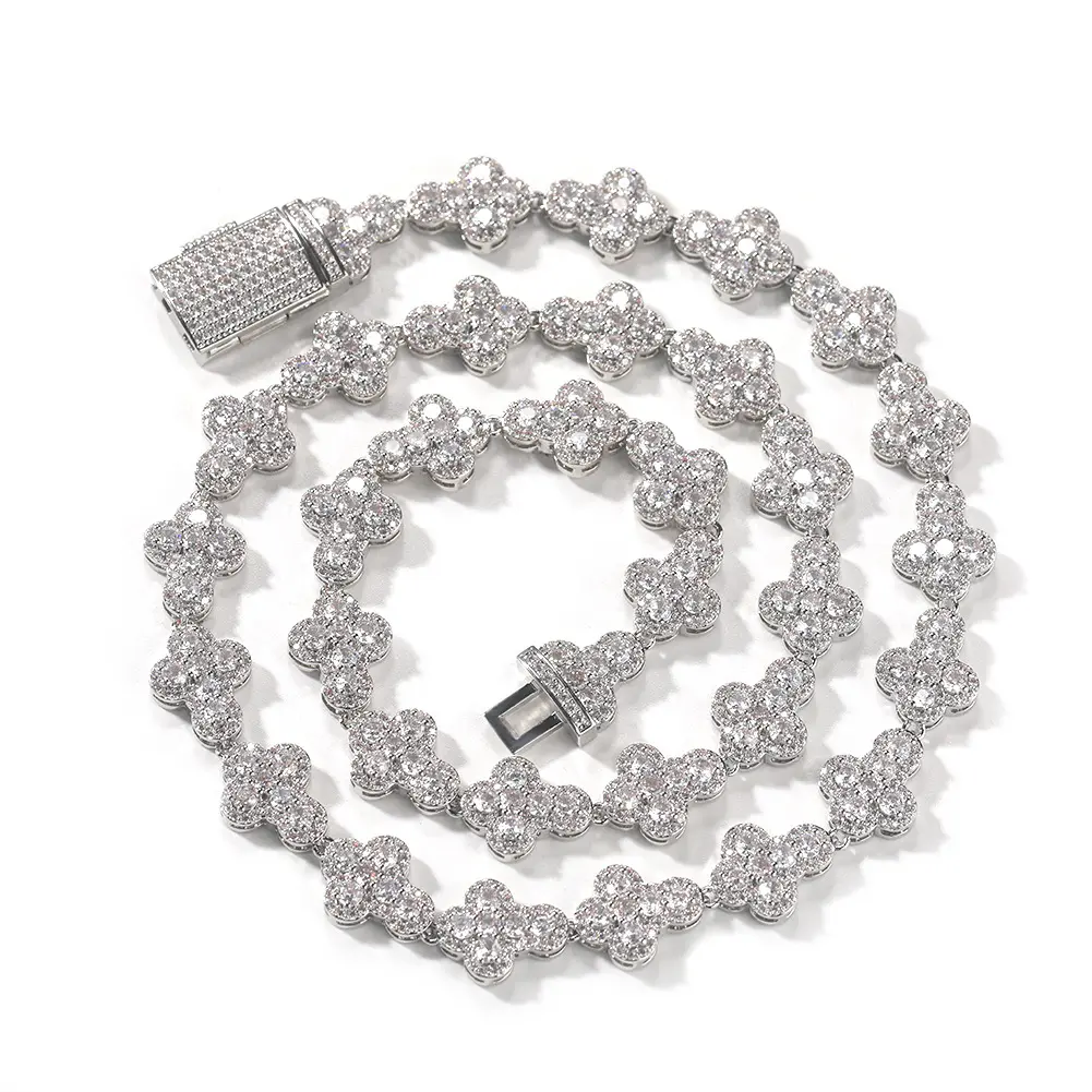 Ice Water Unisex Iced Out Cross Necklace Hip Hop Zirconia Cuban Link Chain for Men & Women Bling Birthday Gift Jewelry with Dazzling Stones