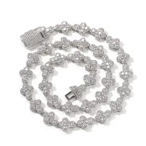 Ice Water Unisex Iced Out Cross Necklace Hip Hop Zirconia Cuban Link Chain for Men & Women Bling Birthday Gift Jewelry with Dazzling Stones