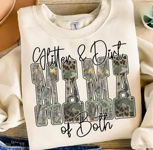 Glitter & Dirt Mama Sweatshirt/T-shirt, Camo Western Mama Shirt, Rustic Country Mom Graphic Tee, Hunting Shirt, Camouflage Hoodie Camo Sweater For Her