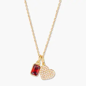 Adeline Heart Birthstone Necklace in Gold  by Brook and York