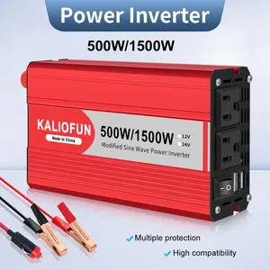 KALIOFUN A must-have for camping! This 1500/2500W modified sine wave inverter converts 12V DC to 110V AC, allowing you to charge your phone, laptop, and car fridge anytime. Say goodbye to power outages and enjoy peace of mind with your electricity supply.