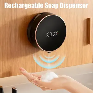 Automatic Foam Soap Dispenser, 260ML Smart Bathroom Pump with Infrared Sensor, Three Adjustable Modes, Temperature Display, Wall Mounted, USB Charging